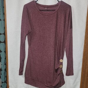 Amazon Women's Long Sleeve Purple Top with Button Accents